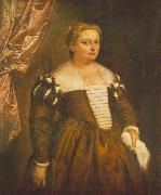 VERONESE (Paolo Caliari) Portrait of a Venetian Woman we Spain oil painting reproduction